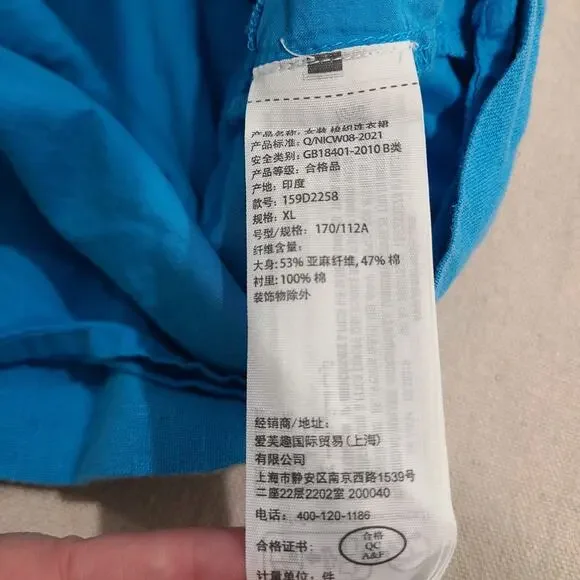 Abercrombie & Fitch Linen Blend Mini Square Neck Shift Dress Beach Coastal XL - Picture 7 of 11